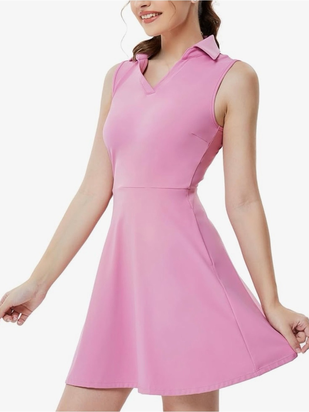 Kojooin Women’s Pink Athletic Dress Sleeveless Pink Polo Fit & Flare